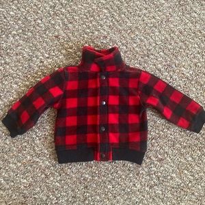 Plaid black and Red sweater 6-9 months